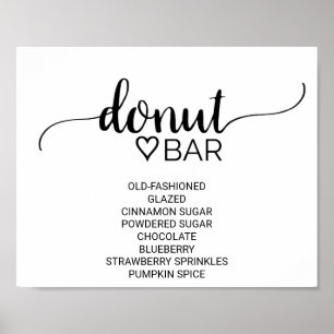 Einfache Schwarze Kalligrafie Donut Bar Sign Poster