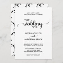 Einfache Schwarze Kalligrafie-Hochzeit