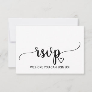 Einfache schwarze Kalligrafie-Hochzeitswebsite-RSV RSVP Karte