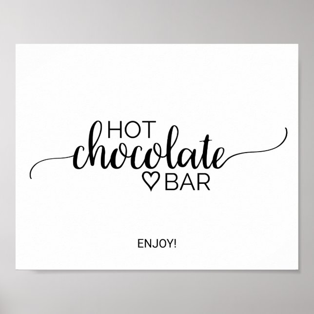 Einfache Schwarze Kalligrafie Hot Chocolate Bar Si Poster (Vorne)