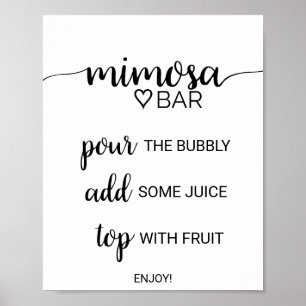Einfache Schwarze Kalligrafie Mimosa Bar Sign Poster