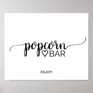 Einfache Schwarze Kalligrafie Popcorn Bar Sign Poster