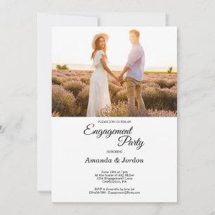 Einfache Schwarze Kalligrafie Rahmen Foto Verlobun Einladung