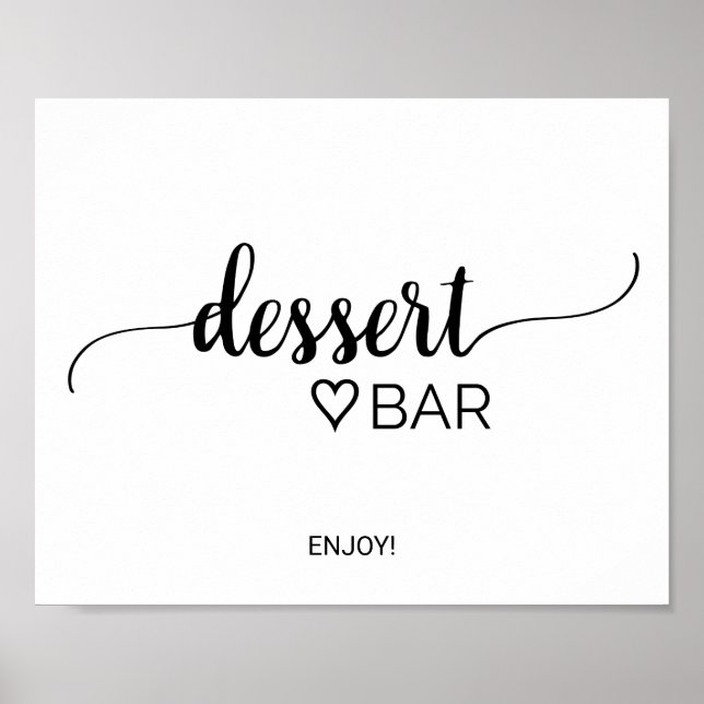 Einfache Schwarze Kalligraphie Dessert Bar Sign Poster (Vorne)