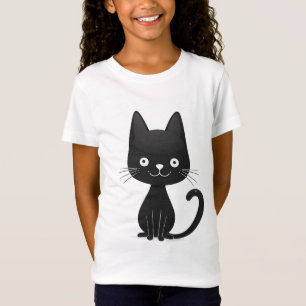 Einfache schwarze Katzenillustration süße Kawaii-K T-Shirt