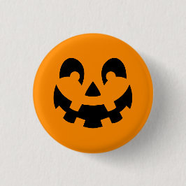 Einfache schwarze Kürbisgesicht an orangefarbenem  Button