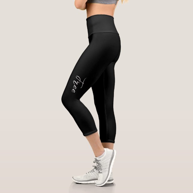 Einfache schwarze Legierung Capri Leggings (Links)