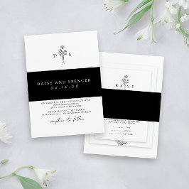 Einfache Schwarze Minimalistische Namen Klassische Einladungsbanderole