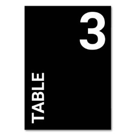 Einfache Schwarze Minimalistische Tischnummer