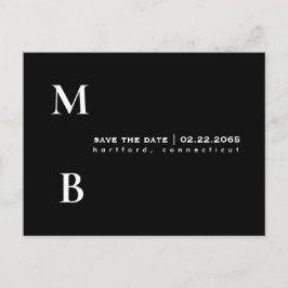 Einfache Schwarze Monografie speichern das Datum Postkarte