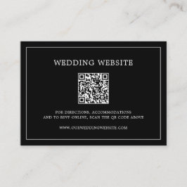 Einfache Schwarze Monogram QR Code Elegante Hochze Begleitkarte