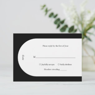 Einfache Schwarze Monogramm Arch Moderne Hochzeit RSVP Karte