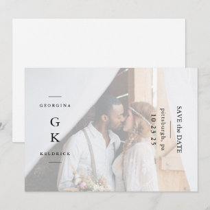 Einfache Schwarze Monogramm-Einmalige Hochzeit ein Save The Date