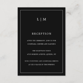 Einfache Schwarze Monogramm Elegante Hochzeit Begleitkarte