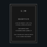 Einfache Schwarze Monogramm Elegante Hochzeit Begleitkarte<br><div class="desc">Einfache Hochzeitskarte mit modernem und dennoch elegantem Design, oben mit Ihrem zweistelligen Monogramm, sowie mit den Informationen Ihres Empfangs, umgeben von einer dünnen Grenze. Alle Designelemente sind auf schwarzem Hintergrund weiß und können im Designbearbeitungstool geändert werden. Ein elegantes und stilvolles Design, das sich ideal für ein minimalistisches Paar eignet. Diese...</div>