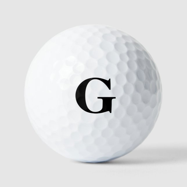 Einfache Schwarze Monogramm Golfball (Vorderseite)