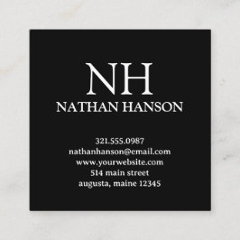 Einfache Schwarze Monogramm modern Quadratische Visitenkarte