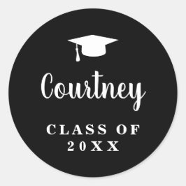 Einfache Schwarze Mortarplatte Moderner Abschluss Runder Aufkleber