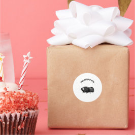 Einfache schwarze Muskox Zeichnend Runder Aufkleber