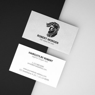Einfache schwarze Ornamente Haarschnitt-Logo Visitenkarte