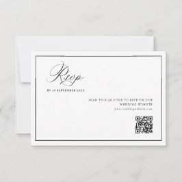 einfache schwarze Rahmen Hochzeit QR-Code RSVP Kar Dankeskarte