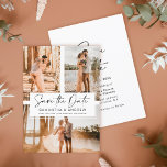 Einfache schwarze Rasterkollektion Save the Date 3<br><div class="desc">Laden Sie Ihre Fotos hoch. Versenden Sie Ihre Save the Date Karte mit dieser eleganten Schwarzweiß-Typografie auf weißem minimalistischem Hintergrund mit 3 Foto Gittercollage.</div>