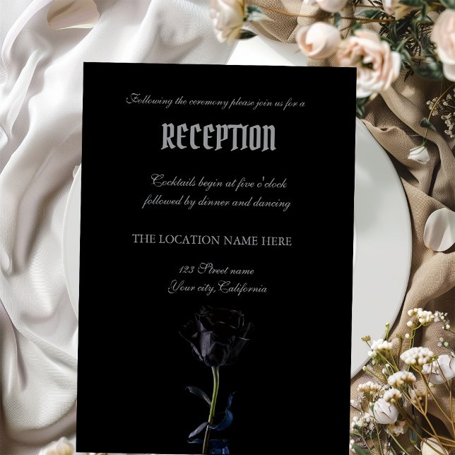 Einfache schwarze Rose gotisch Einladung (Von Creator hochgeladen)