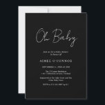 Einfache schwarze rustikale Schrift Elegant Babydu Einladung<br><div class="desc">Moderne schwarze Babydusche mit einem einfachen Design mit "Oh Baby" in rustikaler Schrift-Typografie. Diese elegante,  geschlechtsneutrale Einladung mit minimalistischem Layout ist toll,  egal ob Sie einen Jungen oder ein Mädchen haben.</div>