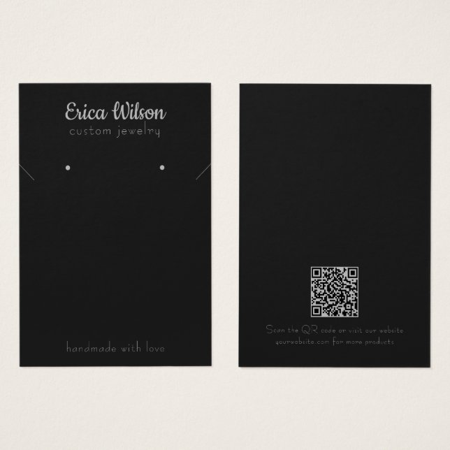 Einfache schwarze Silber-Kette-Earring-Display-Kar (Vorne & Hinten)