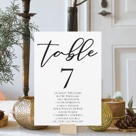 Einfache schwarze Typografie-Tischnummer mit Namen