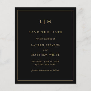 Einfache schwarze und goldene Budget-Hochzeit Term