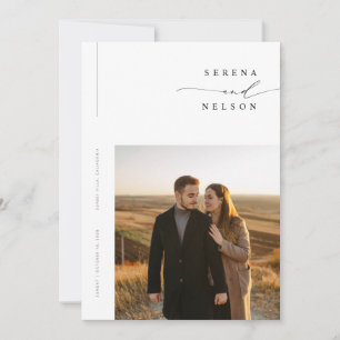 Einfache schwarze und weiße Boho-Foto-Hochzeit Einladung