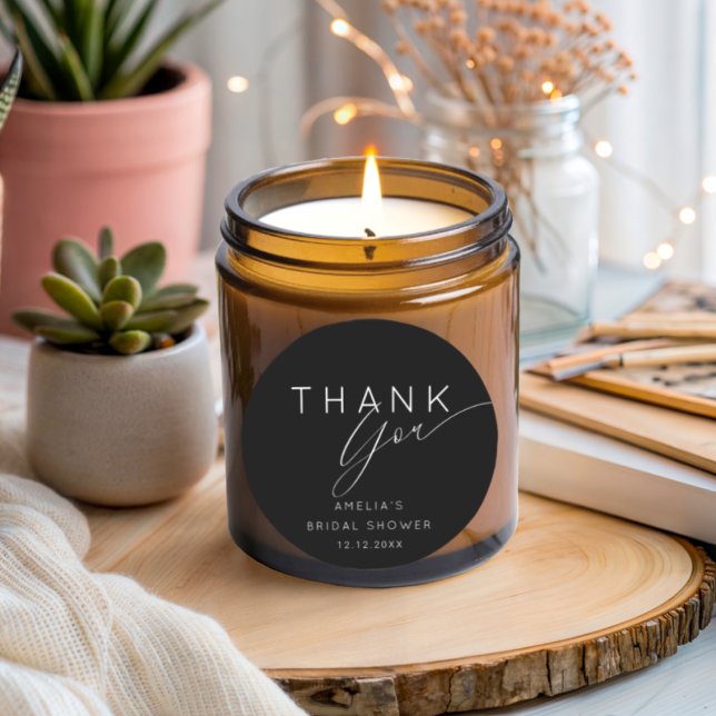 Einfache schwarze und weiße Danke-Hochzeitsshower  Runder Aufkleber (Von Creator hochgeladen)