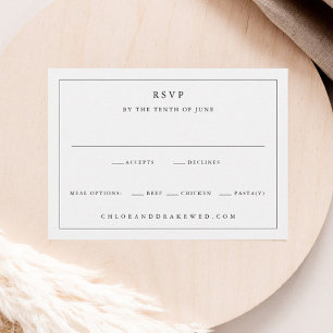 Einfache schwarze und weiße Hochzeit RSVP Karte
