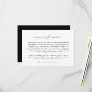 Einfache schwarze und weiße Hochzeitsinformationsk RSVP Karte