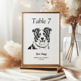Einfache schwarze und weiße Hundehochzeit Tischnummer