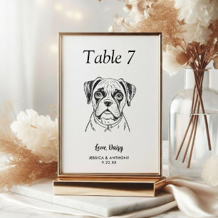 Einfache schwarze und weiße Hundehochzeit Tischnummer