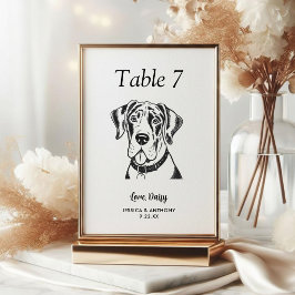 Einfache schwarze und weiße Hundehochzeit Tischnummer