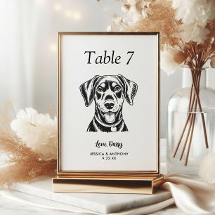 Einfache schwarze und weiße Hundehochzeit  Tischnummer
