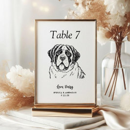 Einfache schwarze und weiße Hundehochzeit Tischnummer