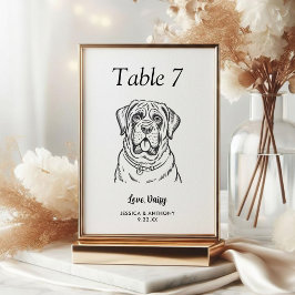Einfache schwarze und weiße Hundehochzeit Tischnummer