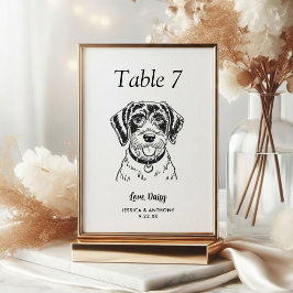 Einfache schwarze und weiße Hundehochzeit Tischnummer