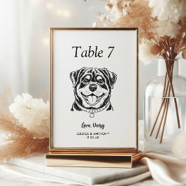 Einfache schwarze und weiße Hundehochzeit Tischnummer