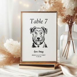 Einfache schwarze und weiße Hundehochzeit Tischnummer