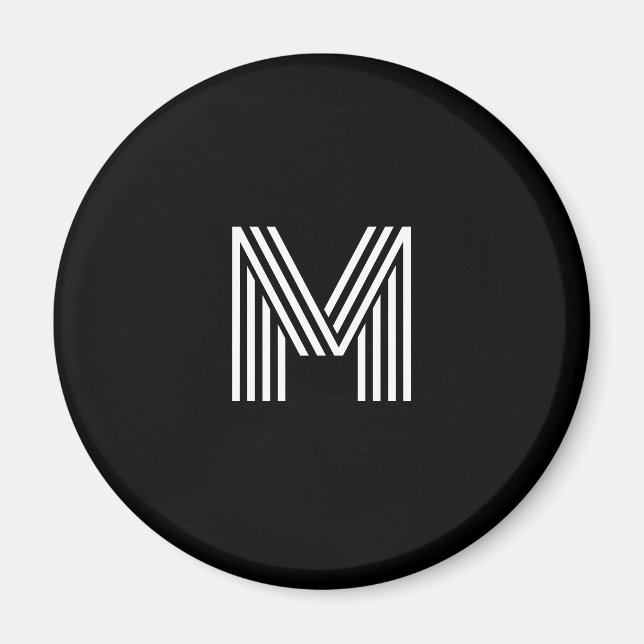 Einfache schwarze und weiße Initiale Magnet (Vorne)