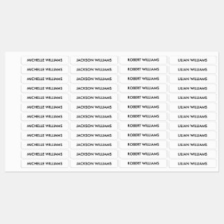 Einfache schwarze und weiße Kinder Name Etiketten
