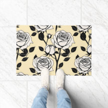 Einfache schwarze und weiße Rosen in einem grafisc