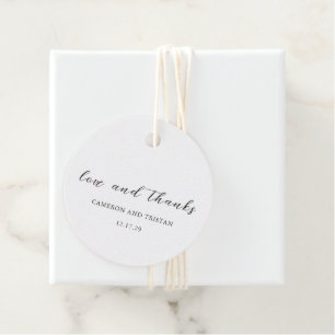 Einfache schwarze und weiße saubere Hochzeit Geschenkanhänger