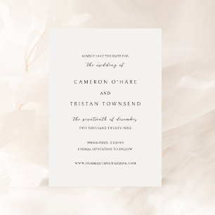Einfache schwarze und weiße saubere Hochzeit Save The Date