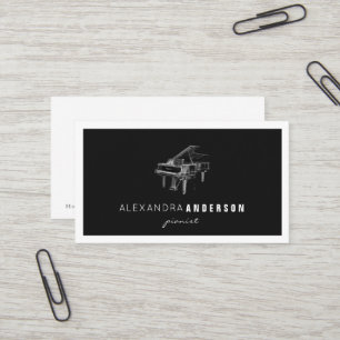 Einfache schwarze Vintage-Piano-Pianist Geschäftsk Visitenkarte